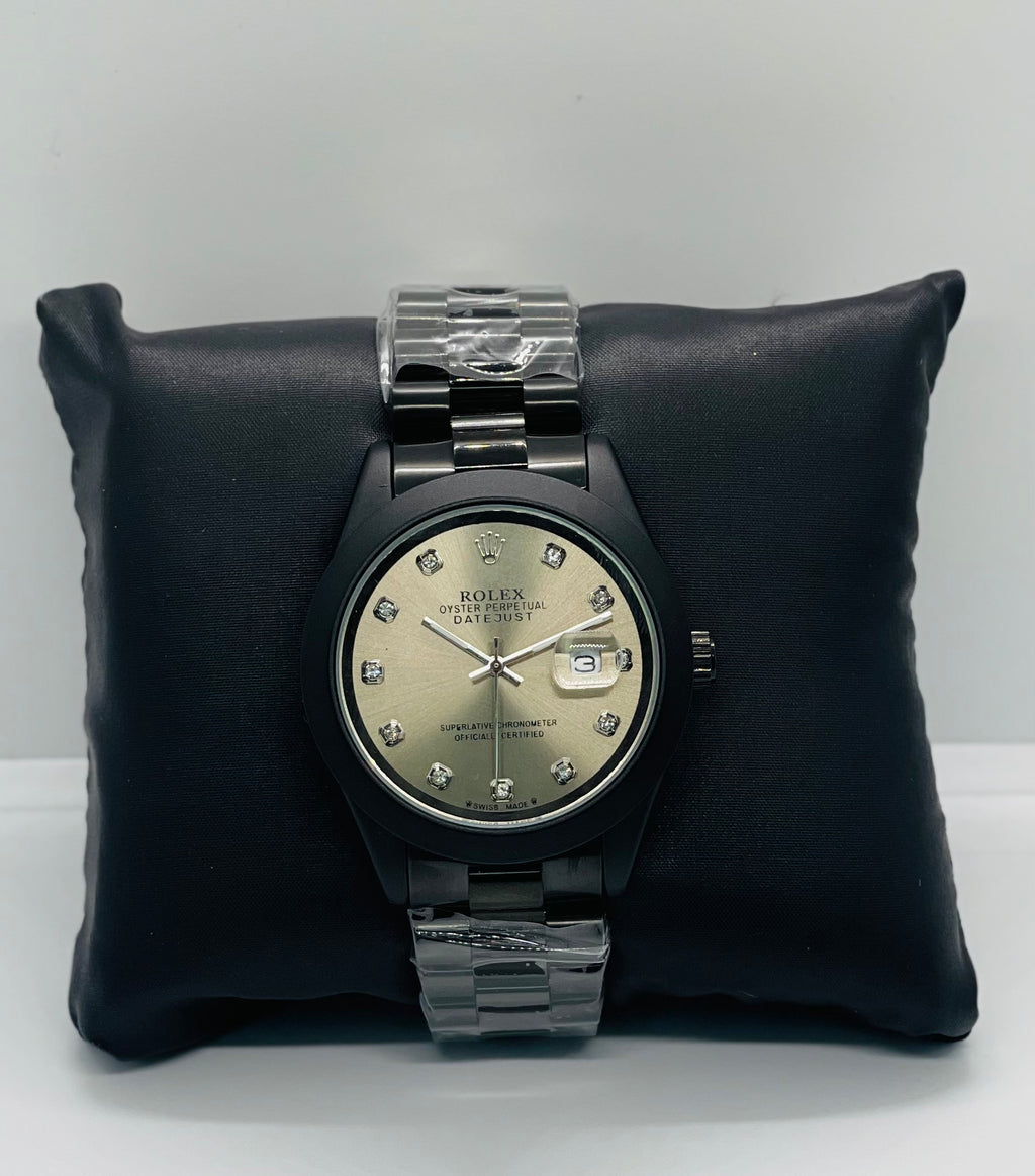 Black Diamond Silver Datejust Watch