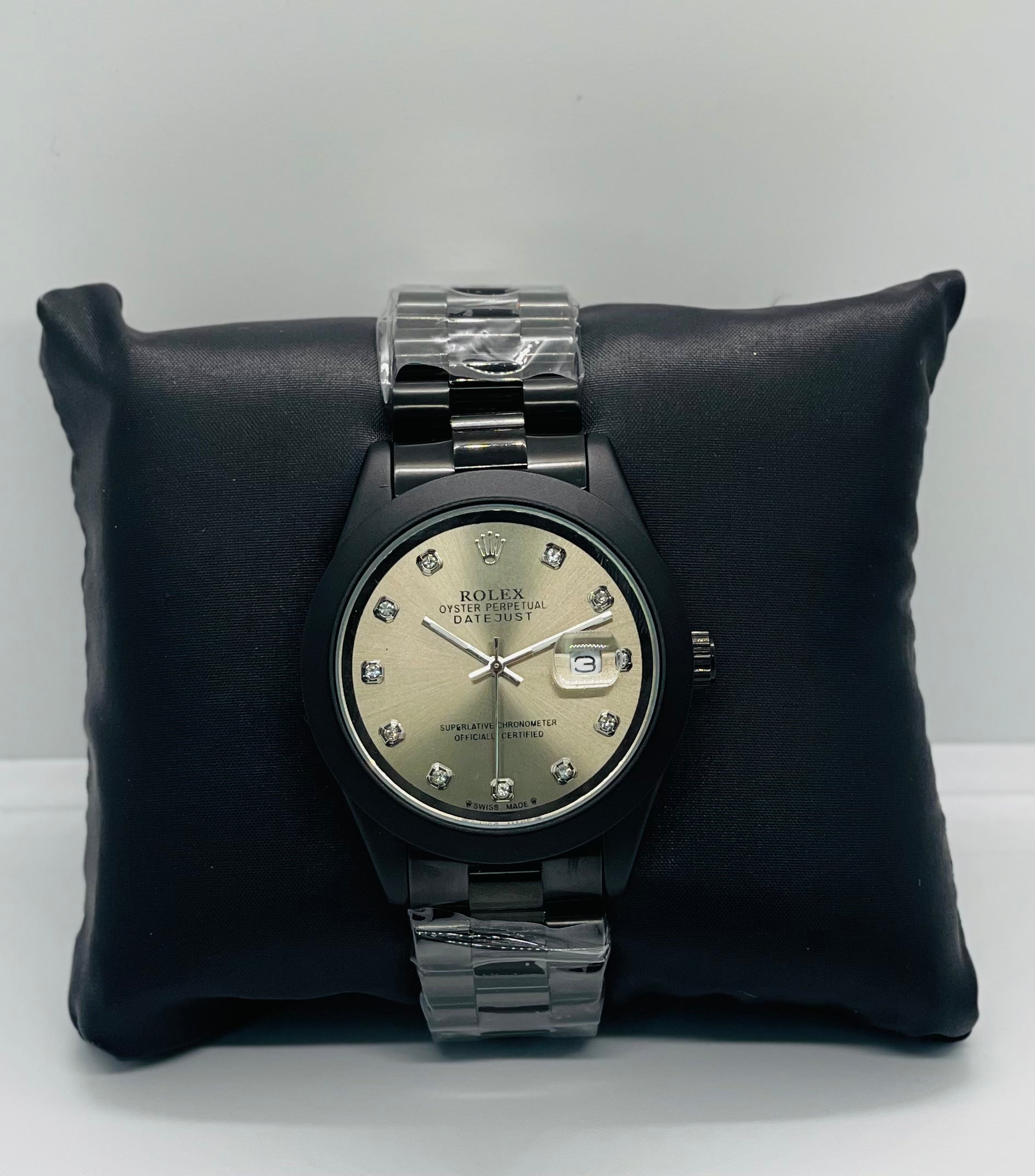 Black Diamond Silver Datejust Watch