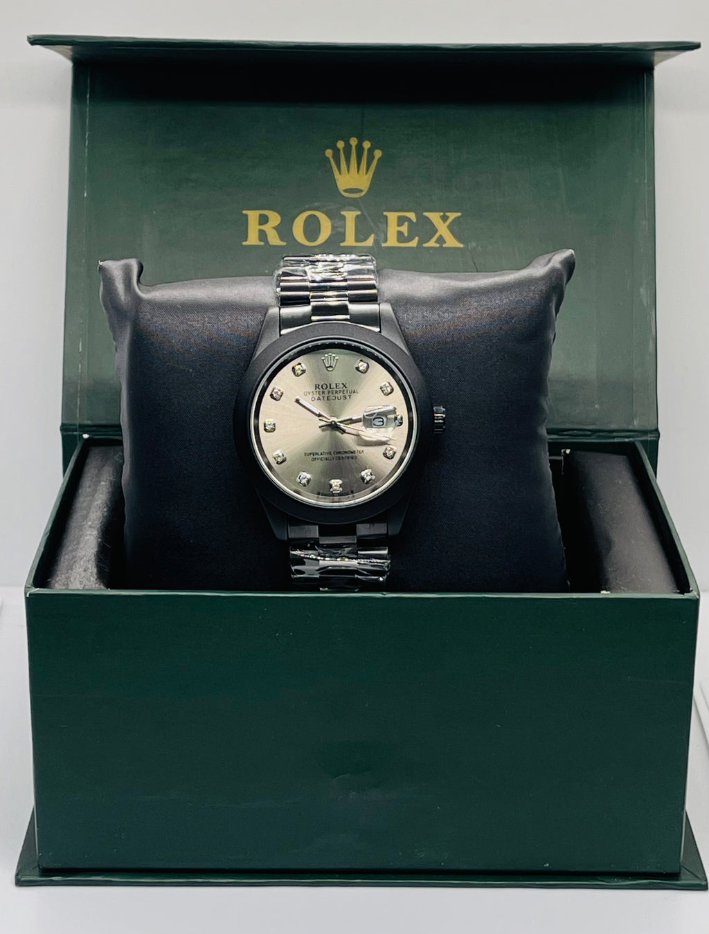 Black Diamond Silver Datejust Watch