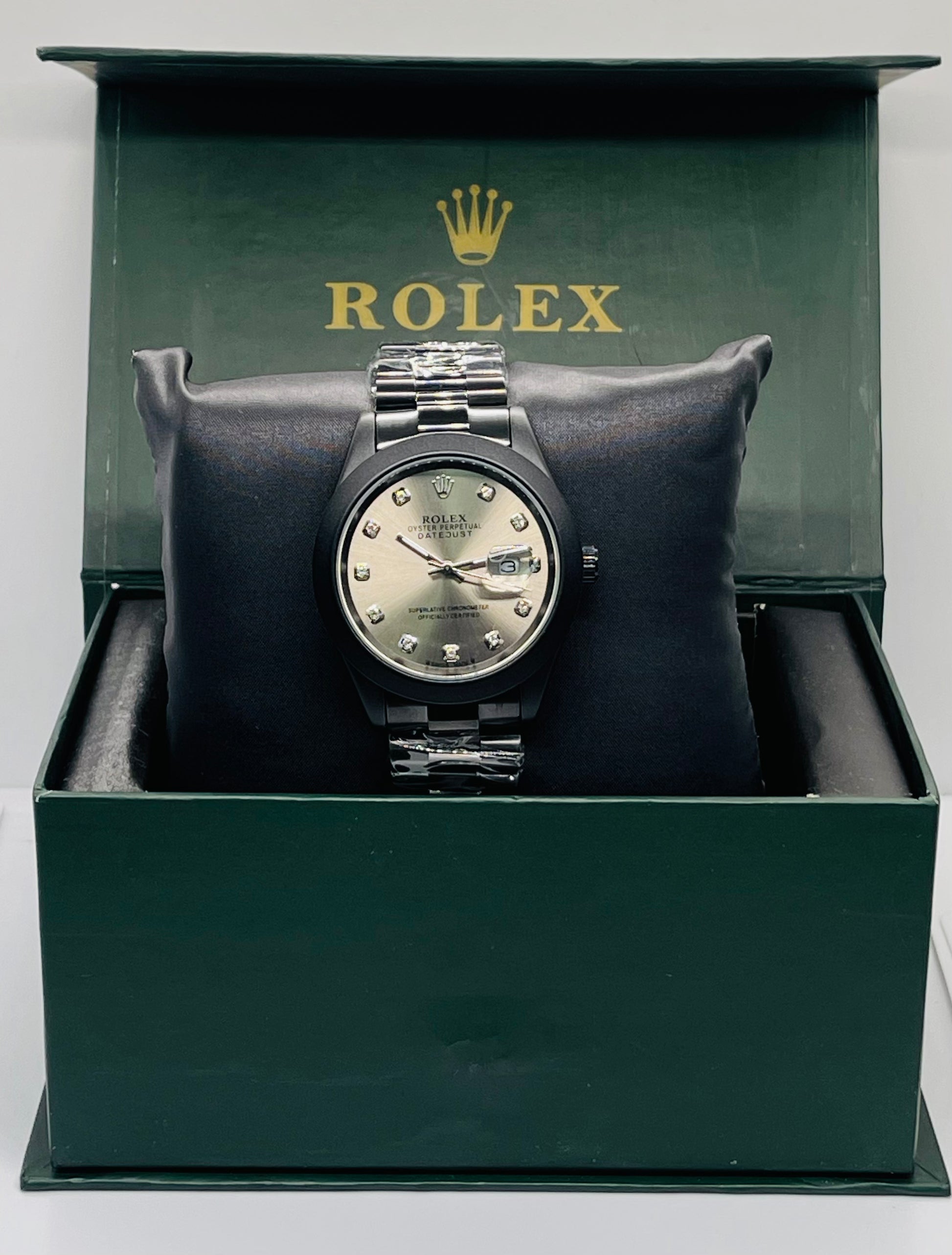 Black Diamond Silver Datejust Watch