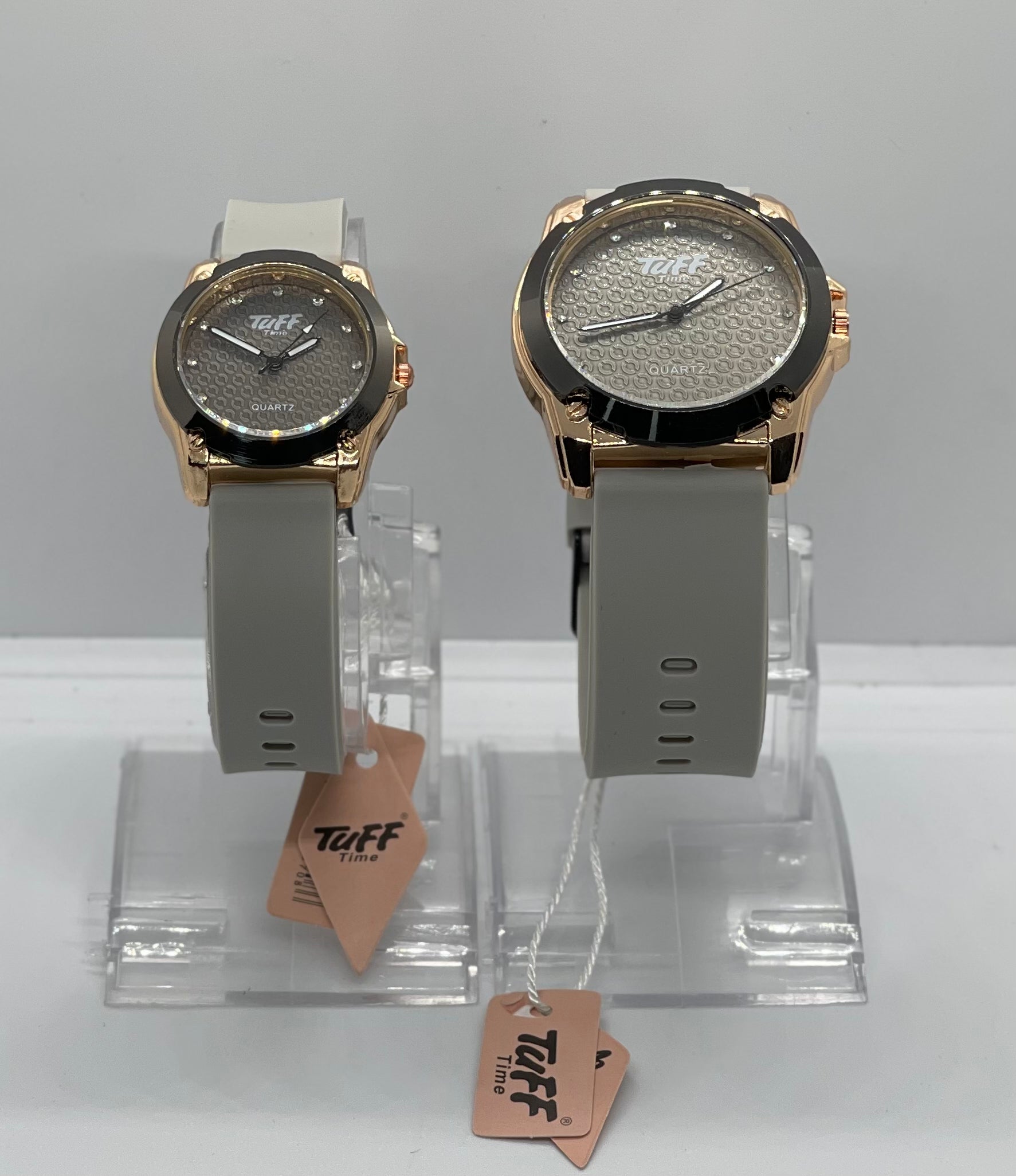 Tuff Time Bold Bond Couple Watch Set – Matte Grey Edition