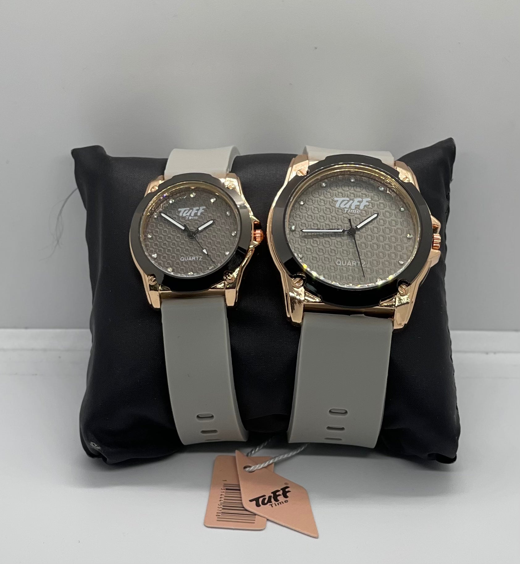 Tuff Time Bold Bond Couple Watch Set – Matte Grey Edition